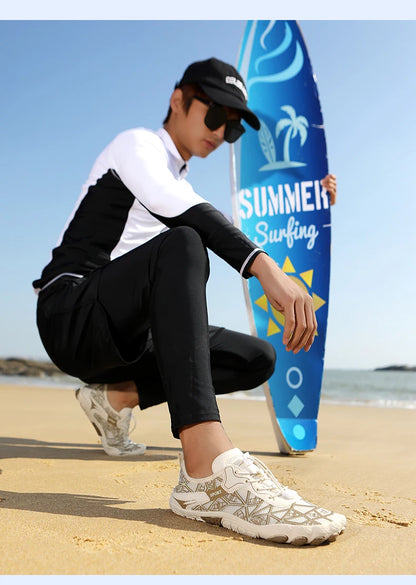 Sapatos para caminhar na água sem sapatos - Homem e Mulher - Sapatos de praia em malha de secagem rápida - Sapatos antiderrapantes para atividades ao ar livre - Sapatos unissexo para desportos aquáticos