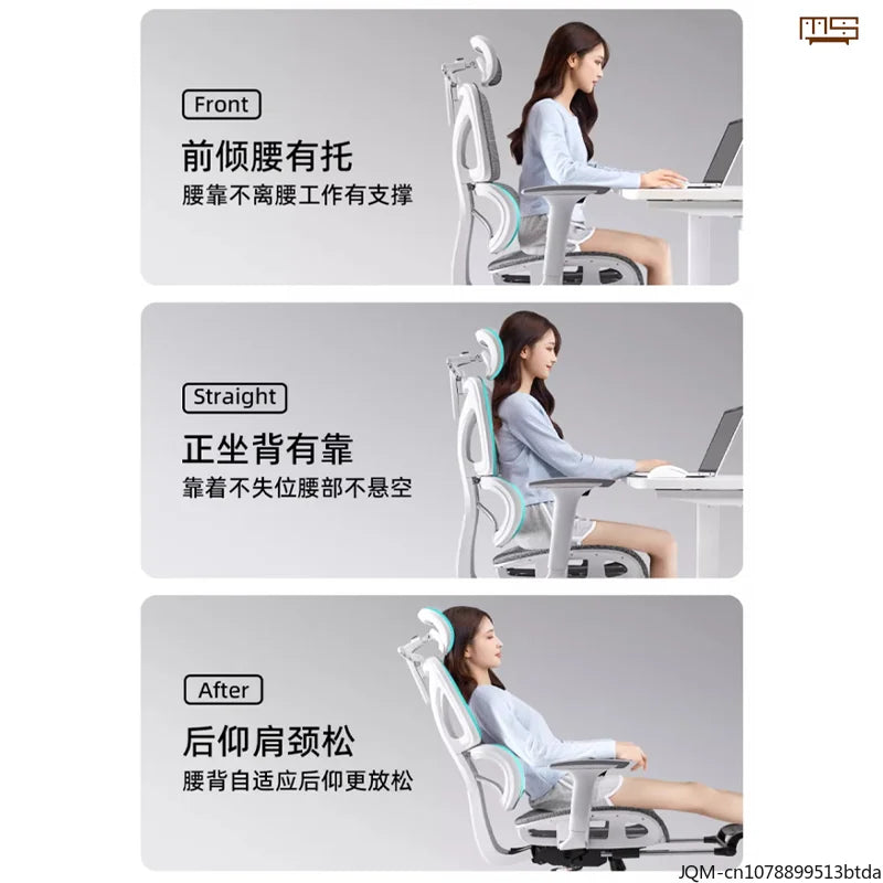 Komfortabler ergonomischer Lernstuhl, Lendenstütze für langes Sitzen, höhenverstellbarer Stuhl, drehbarer Computer- und Bürostuhl für zu Hause