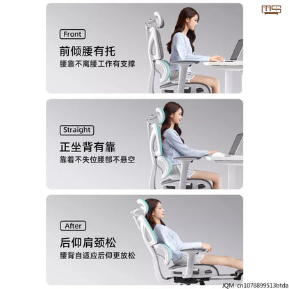 Komfortabler ergonomischer Lernstuhl, Lendenstütze für langes Sitzen, höhenverstellbarer Stuhl, drehbarer Computer- und Bürostuhl für zu Hause