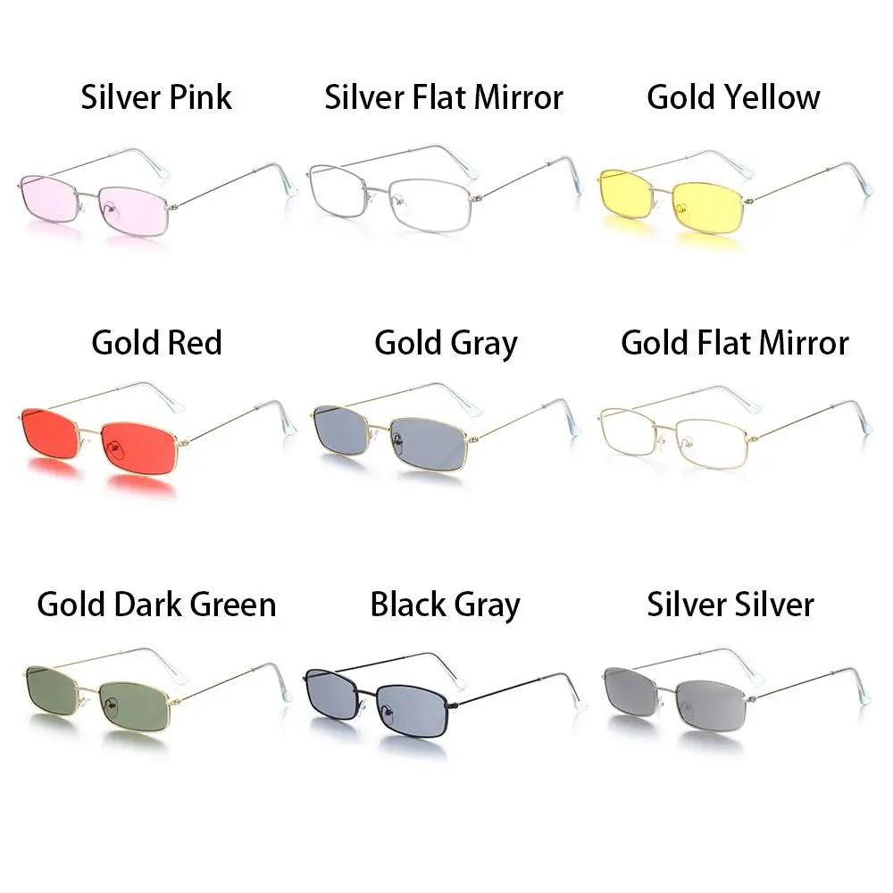 Small Rectangle Sunglasses Women Metal Square Vintage Sun Glasses Brand Designer Men Retro 90s Trendy Gradient Eyewear Shades