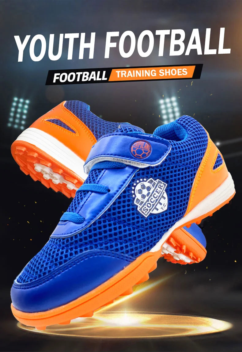 Zapatillas de fútbol para niños y niñas Tf, con cierre de velcro, sin tacos, para lacrosse, para principiantes, para críquet y para béisbol