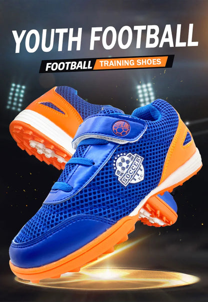 Zapatillas de fútbol para niños y niñas Tf, con cierre de velcro, sin tacos, para lacrosse, para principiantes, para críquet y para béisbol