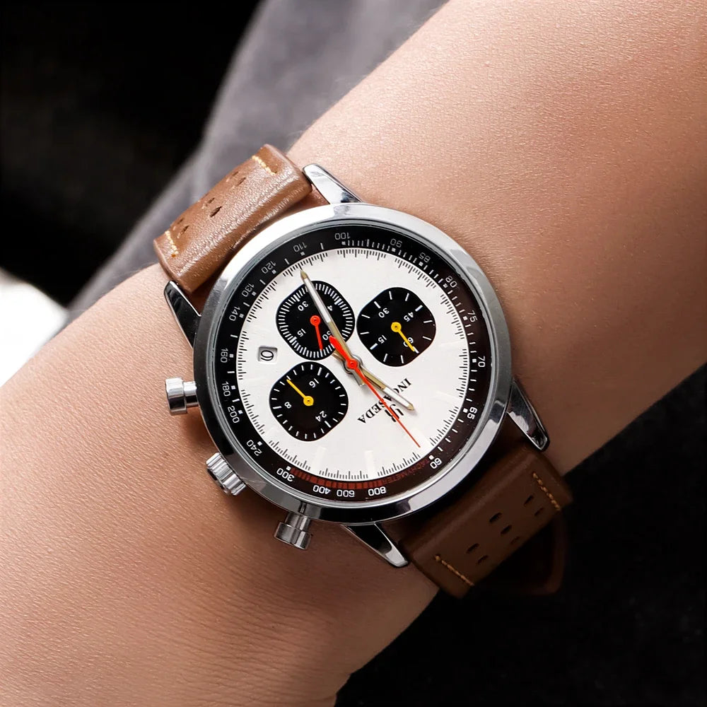 INCASEDA chronograph 42mm multifunctional quartz movement men's luxury series ultra bright luminous fashionable quartz watch