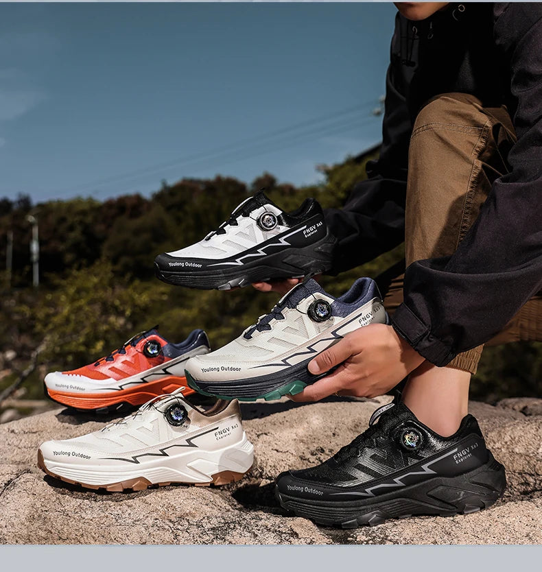 Chaussures de randonnée respirantes pour homme — Boucle rotative, semelle antidérapante