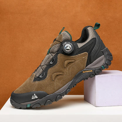 HIKEUP: Zapatos de piel para hombre, zapatillas de senderismo para actividades al aire libre, zapatillas de trekking para turismo, zapatillas de trail running para escalada y montaña, tensor