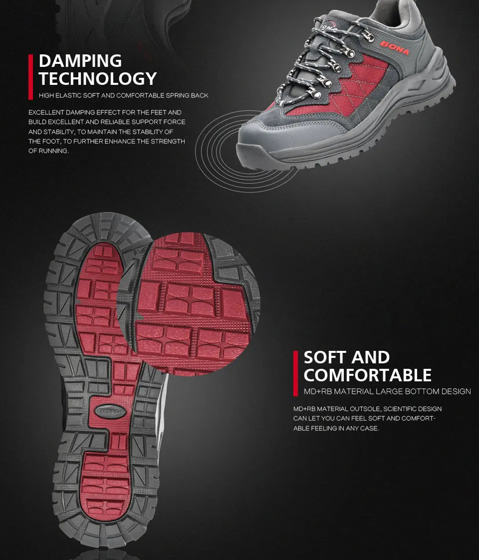 BONA 2023 New Designers Hiking Shoes Trekking Sneakers Men Shoes Man Trekking Walking Mansculino Fishing Camping Jogging Shoes