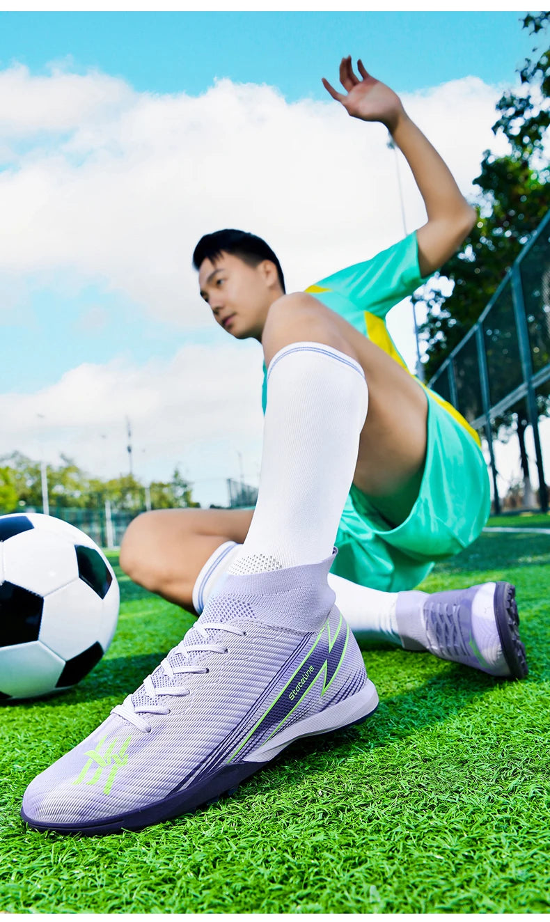 Nouvelles chaussures de football pour hommes, chaussures de match montantes, chaussures de futsal de haute qualité, chaussures de football d'intérieur antidérapantes, baskets d'extérieur, crampons pour gazon, meilleures v