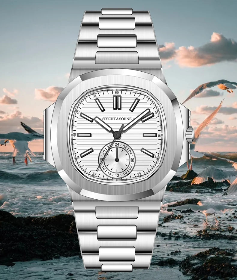 Specht & Söhne New Classic 40.8MM Ultrathin Watch For Men Japan VH60 Movt Sapphire Crystal 5980 Sports Wristwatch 50M Waterproof