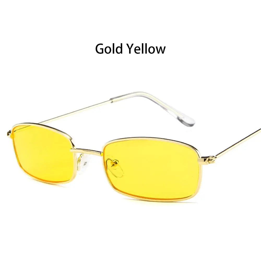 Small Rectangle Sunglasses Women Metal Square Vintage Sun Glasses Brand Designer Men Retro 90s Trendy Gradient Eyewear Shades