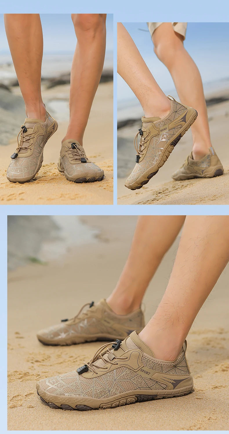 Sapatos para caminhar na água sem sapatos - Homem e Mulher - Sapatos de praia em malha de secagem rápida - Sapatos antiderrapantes para atividades ao ar livre - Sapatos unissexo para desportos aquáticos