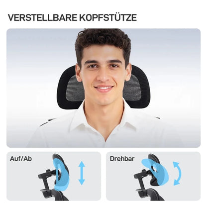 Ergonomic Office Chair with Wheels, Mesh, Lumbar Support, Armrests & Adjustable Headrest