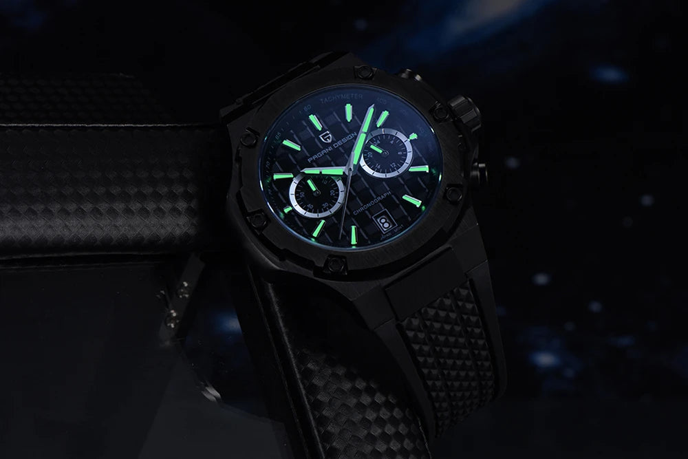 Relojes de cuarzo para hombre PAGANI DESIGN: cronógrafo deportivo de lujo, hermético, con agujas luminiscentes y cristal de zafiro con tratamiento antirreflectante