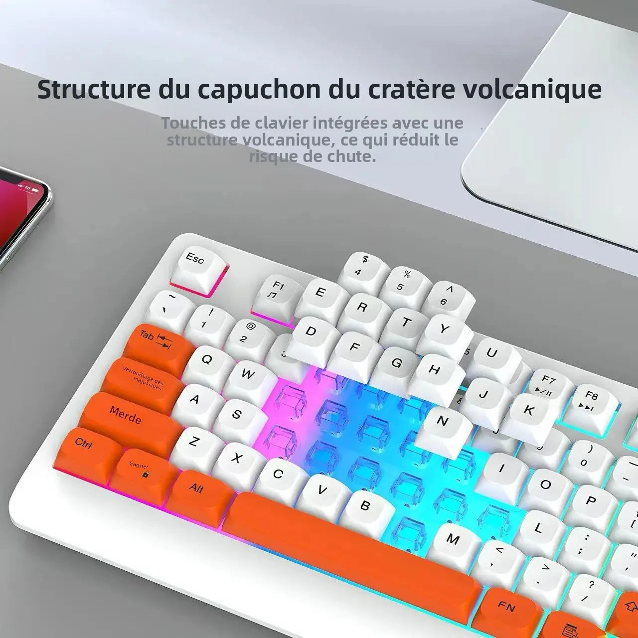 93-Key Minimalist Wired Gaming Keyboard Mixed Color Lighting With Multifunction Knob Mechanical Feeling Keyboard For PC Gamers