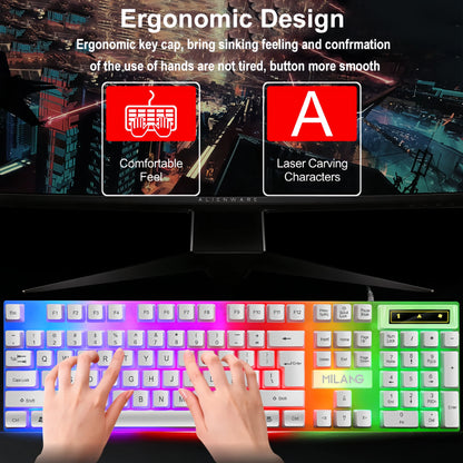 Tastiera gaming RGB cablata USB a 104 tasti, cavo da 1.3M, tastiera a membrana con sensazione meccanica per PC, laptop, Windows e IOS
