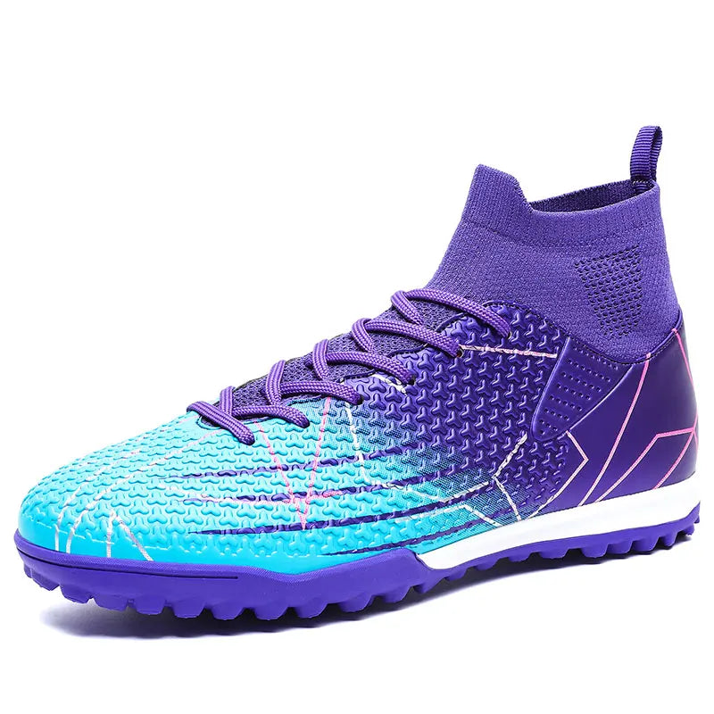 New Professional High Top Football Shoes Artificial Grass Leather Youth Students Training Soccer Shoes for Men And Women Sports