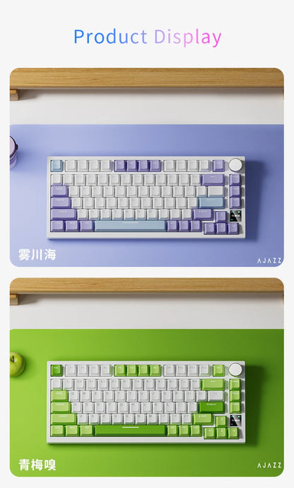 AJAZZ AK820 Tastiera meccanica layout compatto 70%/illuminazione RGB/switch hot-swappable, con connessione cablata, wireless e Bluetooth
