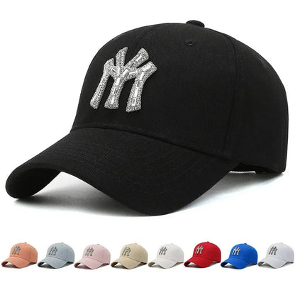 MY kšiltovka s kamínky pro ženy na jaro a podzim, ležérní streetwearová venkovní kšiltovka s kachním kšiltem, módní univerzální baseballová čepice proti slunci
