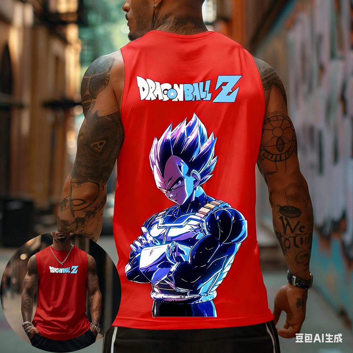Dragon Ball Z Super Blue Vegeta American Retro Fitness Prsluk Y2K Harajuku stil za proljeće i ljeto Nova muška majica za svakodnevno nošenje
