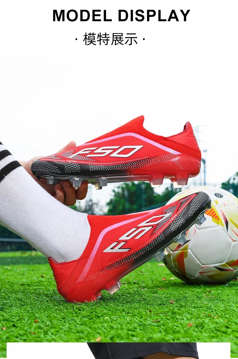 Botas de fútbol para hombre, tacos para césped, alta calidad para partido al aire libre, calzado antideslizante para niños, modelo de caña alta ligero muy vendido