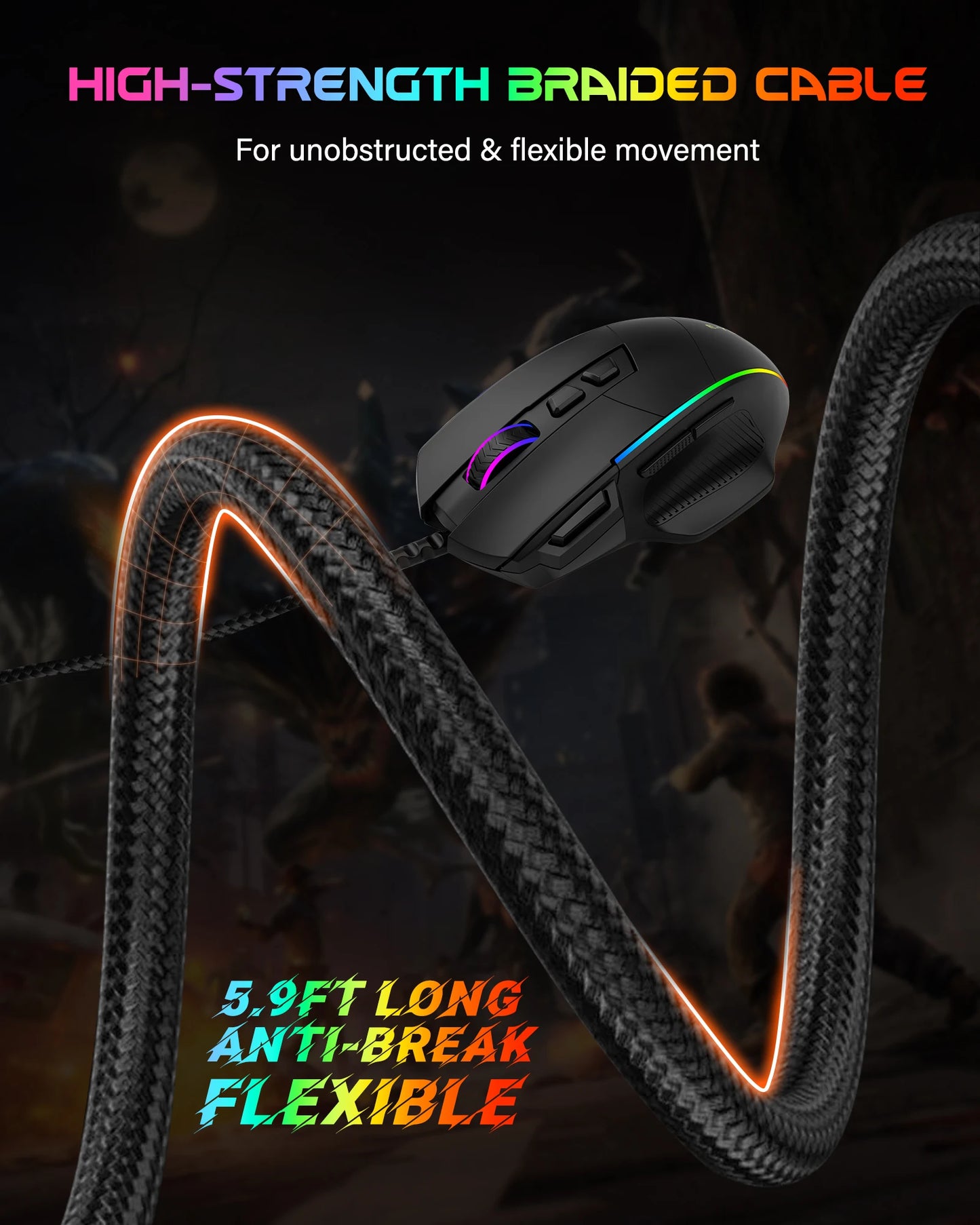 E-YOOSO X49 kabelgebundene Gaming-Maus, 12400 DPI einstellbar, RGB-beleuchtet, 8 programmierbare Tasten, ergonomische Gamer-Maus für PC und Laptop
