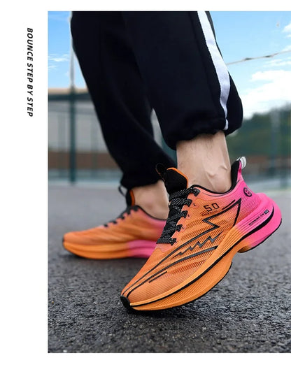 Heren hardloopschoenen met koolstofplaat, zacht gedempte, schokabsorberende sportschoenen, unisex sneakers, lichte antislip trainingsschoenen