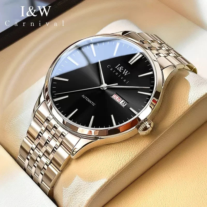 Carnival High-end Series I&W Brand Automatic Mechanical Watches Men Waterproof Watches 316L Steel Sapphire Business Men's Watch