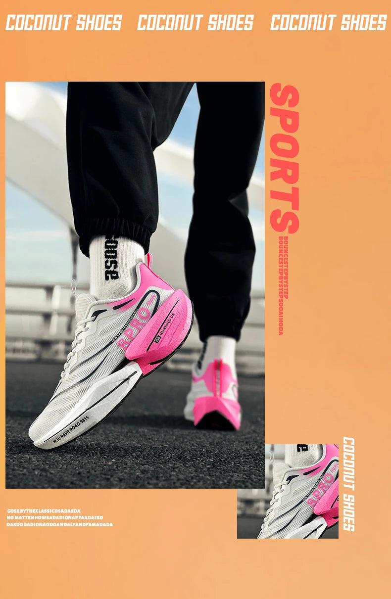 NEW Sports Running Shoes Men Marathon Breathable Comfortable Women Athletic Training Outdoor Sneakers Air Cushion Carbon Plate