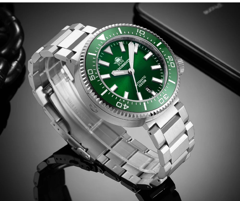 ADDIESDIVE Men's Diver's Watches 1000m Sapphire Glass Super Luminous Calendar NH35A Automatic Mechanical Wristwatch Luxury Watch
