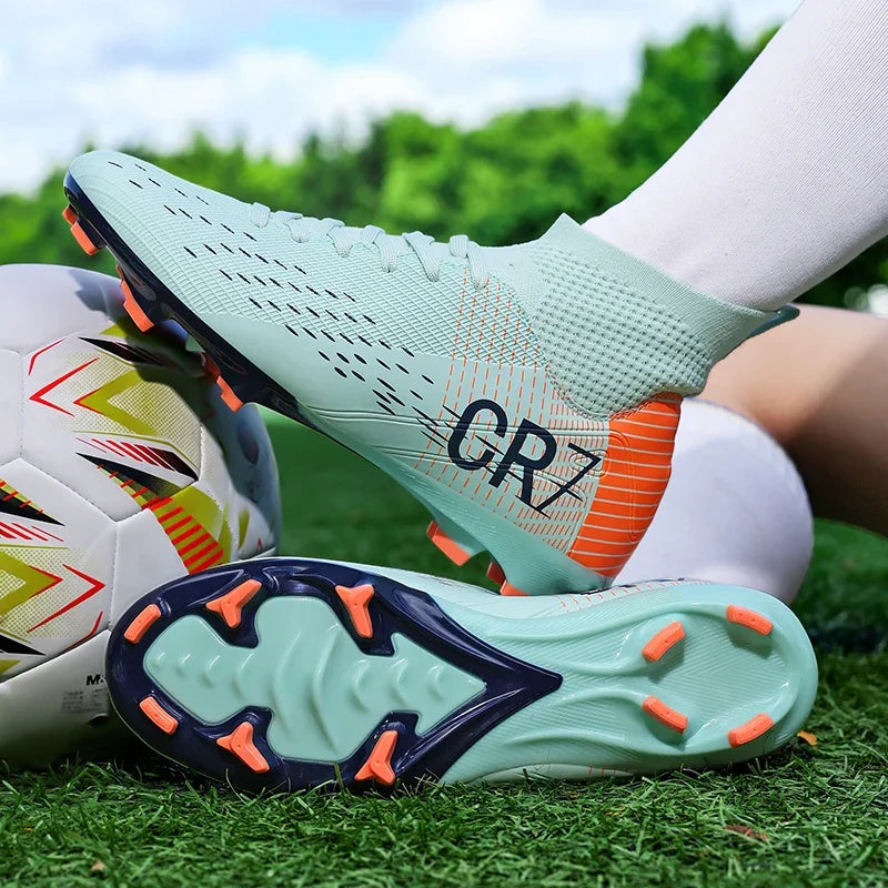 Chaussures de football professionnelles pour hommes/femmes, antidérapantes, à crampons FG, respirantes, chaussures d'entraînement à tige haute