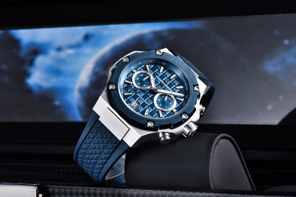 Relojes de cuarzo para hombre PAGANI DESIGN: cronógrafo deportivo de lujo, hermético, con agujas luminiscentes y cristal de zafiro con tratamiento antirreflectante