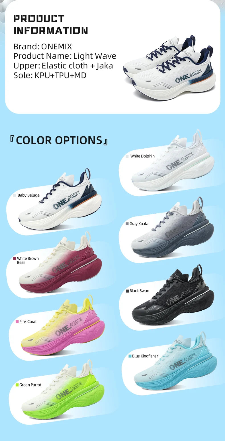 ONEMIX Bumper Max jogging- og løbesko – unisex, lette sneakers, slidstærke modeskos til vejbrug, sports- og fitnesssko