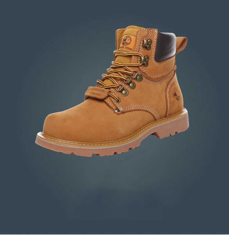KOWM Cowhide Outdoor Men Hiking Shoes Waterproof Tactical Desert shoes Hunting Boots Snow Boots Fur Sneaker Women Trekking Shoes