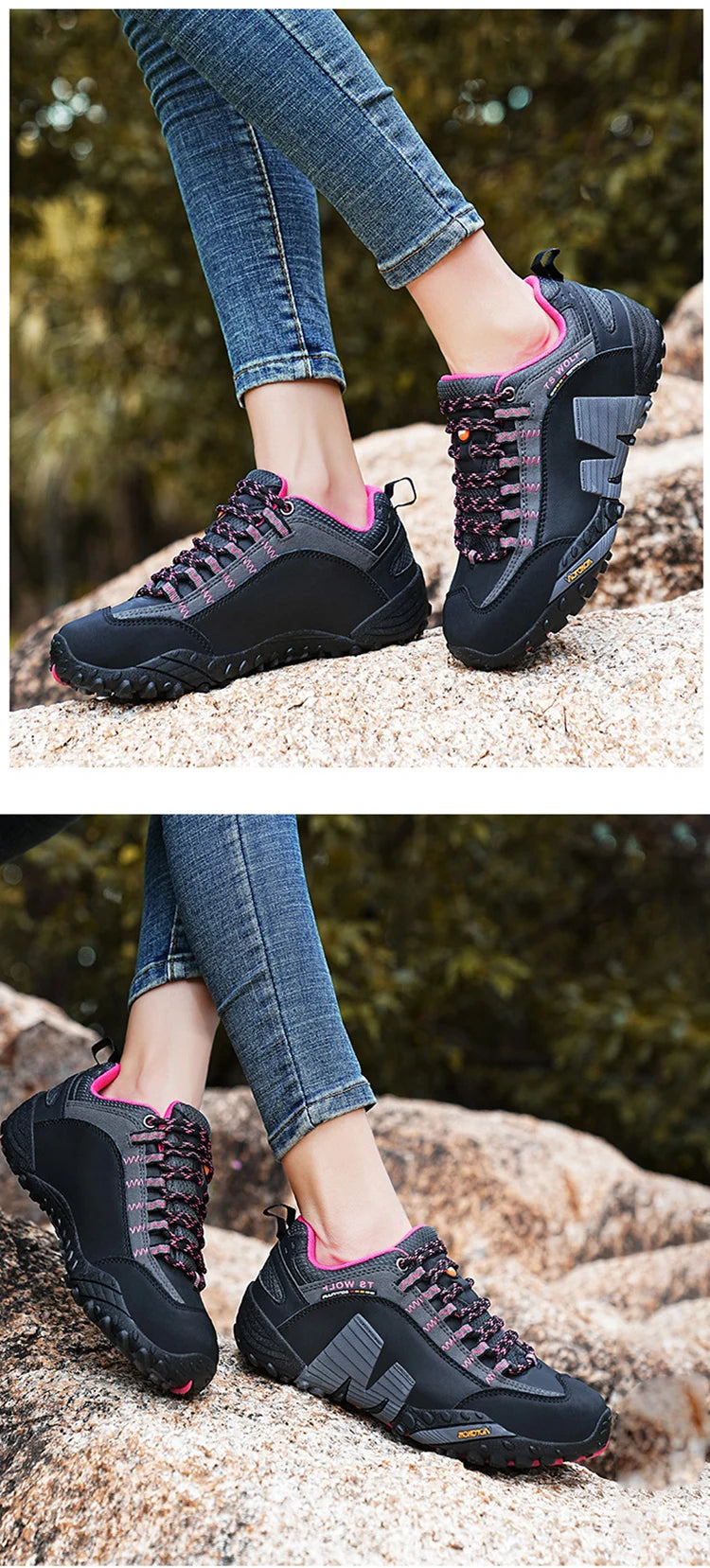 Mountaineering Shoes Men's Genuine Leather Outdoor Sports Anti Slip Mountaineering Hiking Shoes Breathable Tourism Shoes