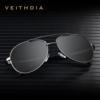 VEITHDIA Men's Polarized UV400 Sunglasses Vintage Designer Goggle Classic Fashion Outdoor Driving Sun Glasses For Male VT1306
