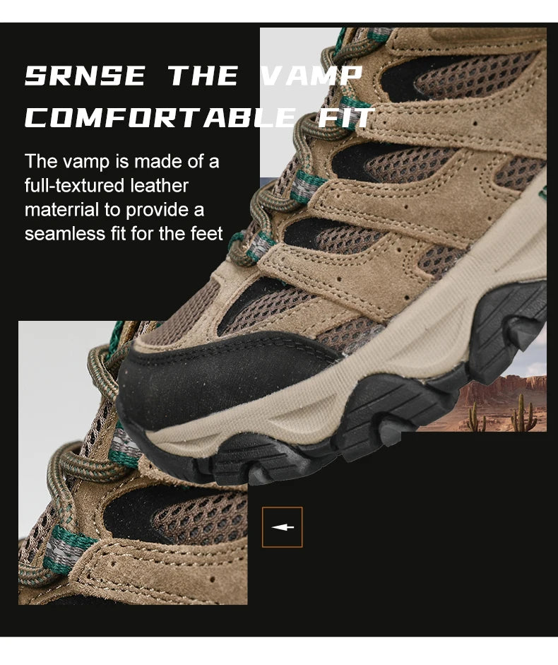 HIKEUP: Zapatillas de senderismo para hombre, de diseño, para escalada y trekking, de cuero, para deportes al aire libre, trabajo y carrera.
