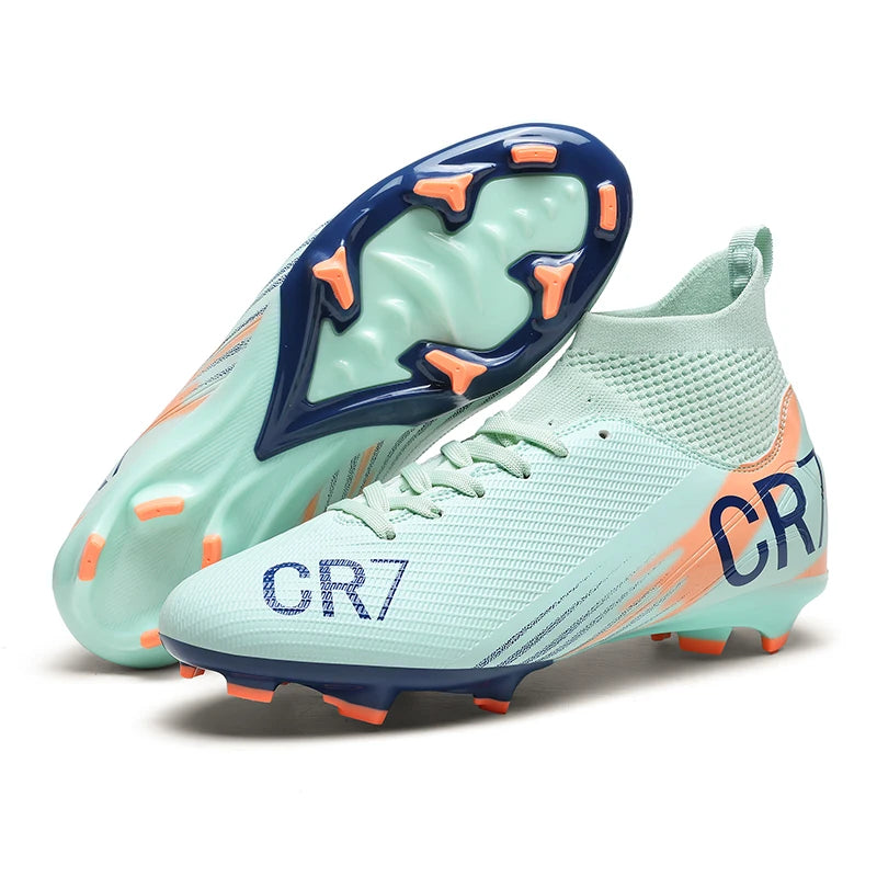 Chaussures de football montantes pour hommes, nouveau design, crampons longs, chaussures de foot d'extérieur