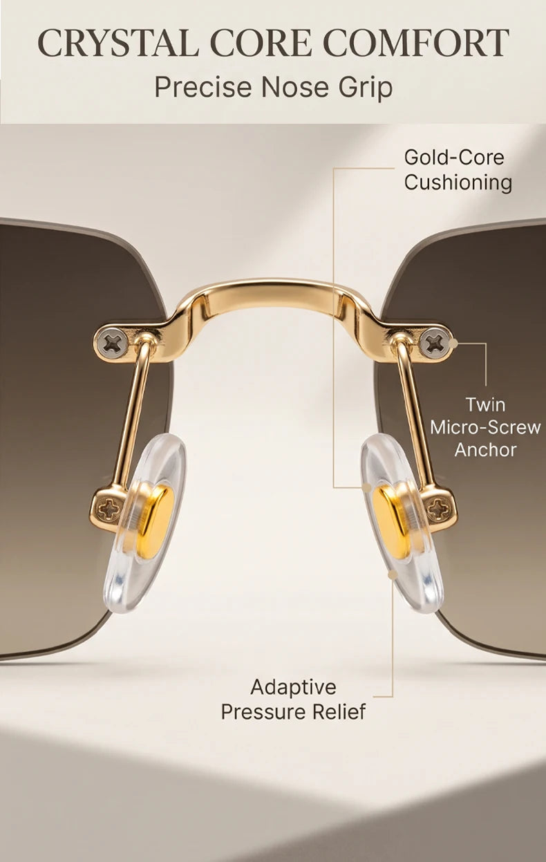 Vintage Rimless Rectangle Sunglasses Men 2026 Luxury Brand Designer Square Metal Frame Sun Glasses Hip Hop Y2K Fashion Eyewear