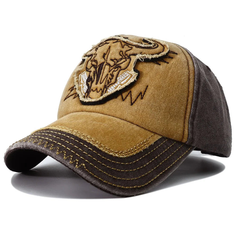 2026 New Hip Hop Vintage Washed Denim Baseball Cap Casquette Homme Bull Head Embroidery Y2k Snapback Dad Hats for Women Men