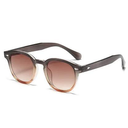 JNPCXI New Retro Round Sunglasses Women Yellow Fashion Rivets Decoration Shades UV400 Men Punk Sun Glasses