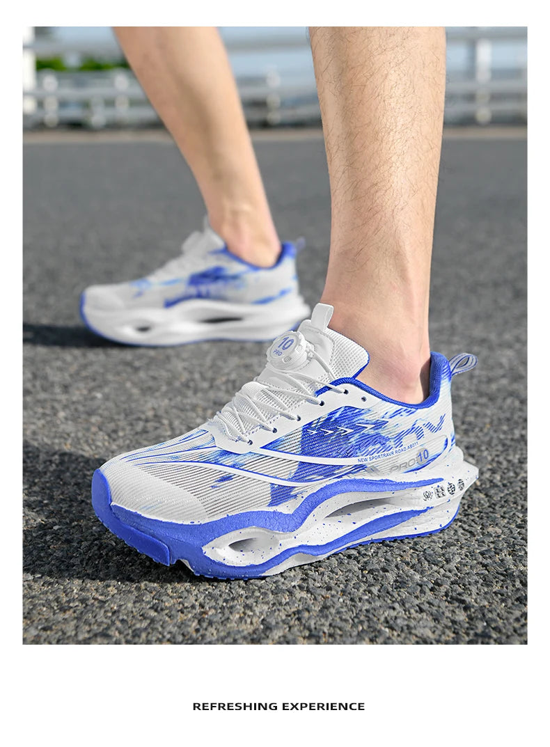 Men's Performance Carbon Plate Running Shoes Women Wide Fit Soft Breathable Mesh Upper Rubber Outsole Sneakers for Marathon Race