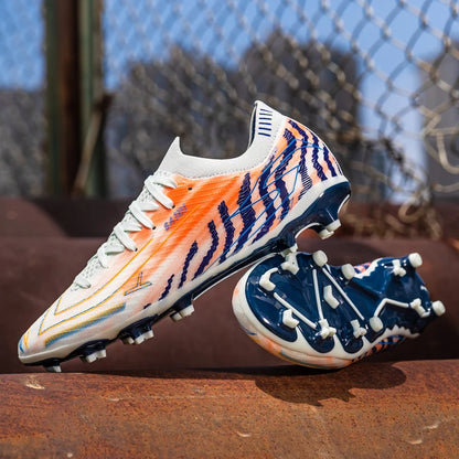 Chaussures de football pour hommes AG FG pour terrain ferme, en matériau PU léger, avec crampons renforcés, pour adultes, pour entraînements de football en extérieur et compétitions.