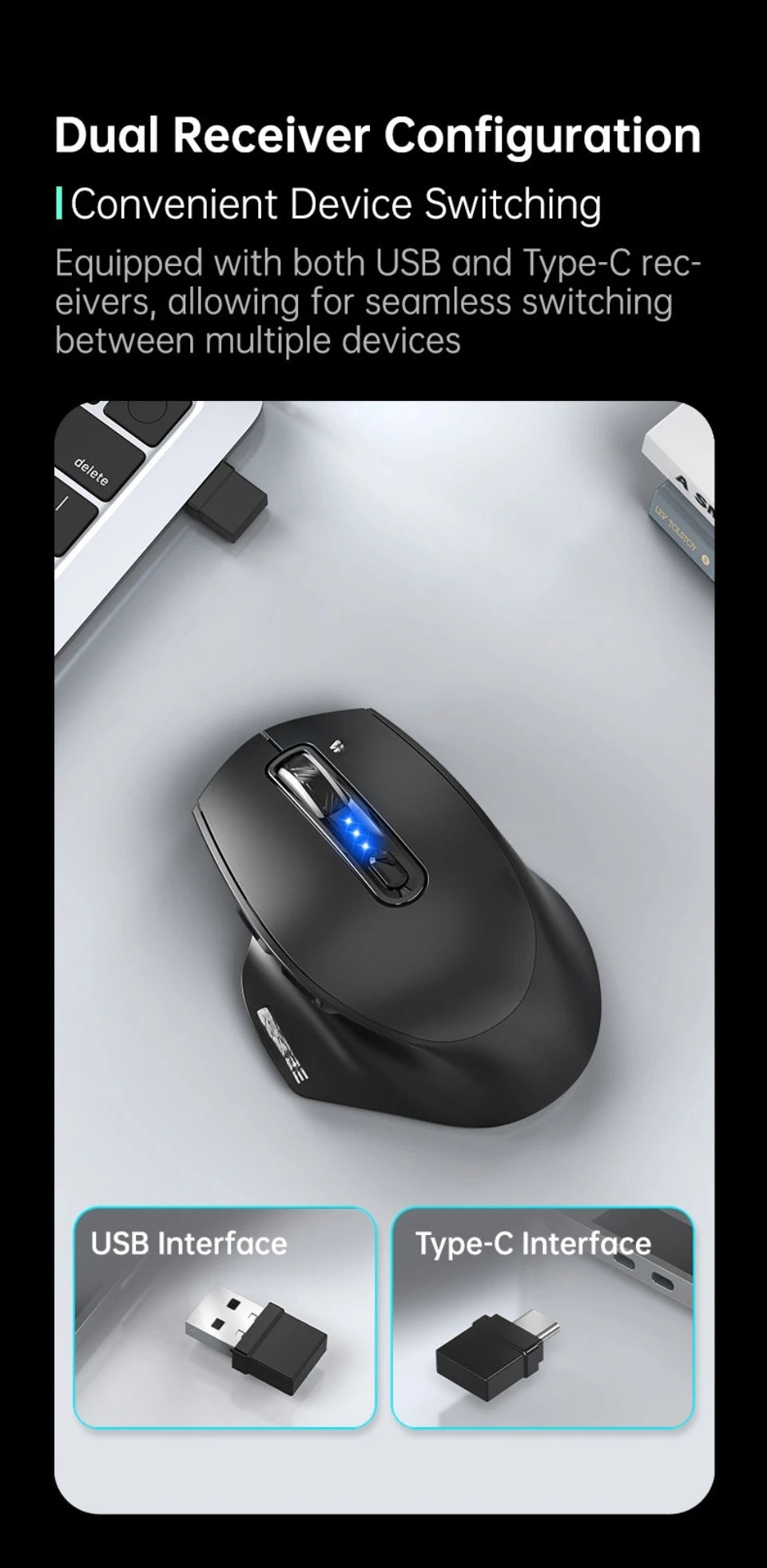 Káblová USB myš s RGB podsvietením, tichým ergonomickým dizajnom a nastaviteľným DPI pre stolný počítač, notebook, kanceláriu, gaming, domácnosť a každodennú prácu