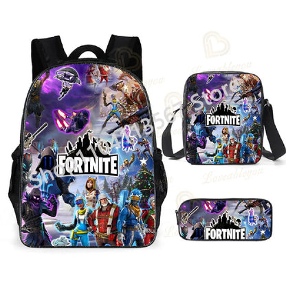 „Fortnite Kids“ 3 vnt. kuprinių rinkinys: moteriškos kuprinės, biuro reikmenys paauglėms mergaitėms ir berniukams, nešiojamojo kompiuterio kuprinė, kasdieninė kelioninė kuprinė
