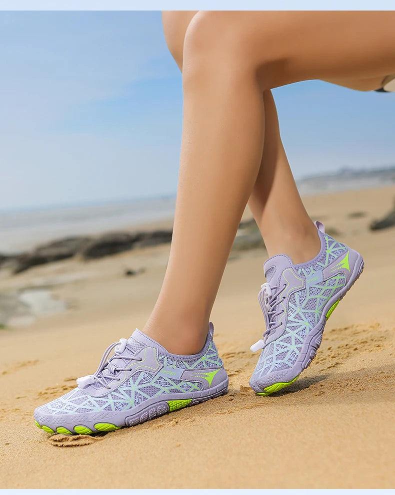 Sapatos para caminhar na água sem sapatos - Homem e Mulher - Sapatos de praia em malha de secagem rápida - Sapatos antiderrapantes para atividades ao ar livre - Sapatos unissexo para desportos aquáticos