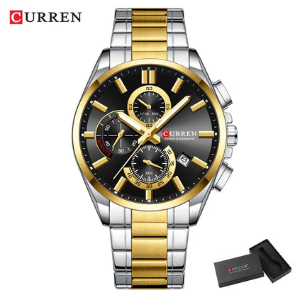 CURREN mode décontracté homme d'affaires montre de luxe bracelet en acier inoxydable montres à Quartz lumineux chronographe calendrier montre