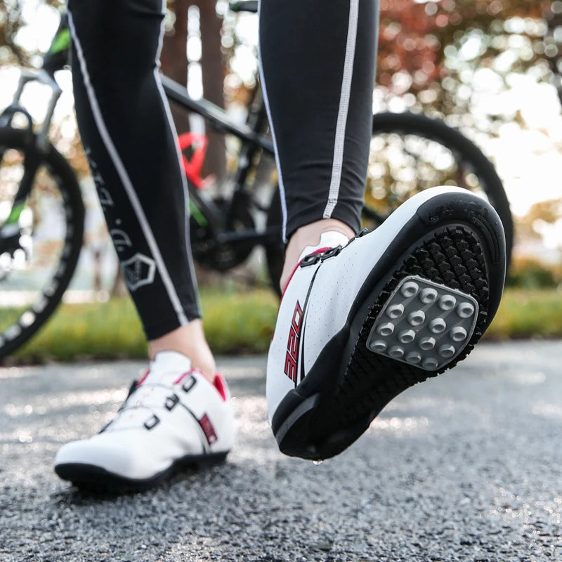 Scarpe da ciclismo professionali con suola in gomma, fibbia a bottone, scarpe da MTB da donna senza chiusura, scarpe da ciclismo indoor da uomo, scarpe da ciclismo cross-country