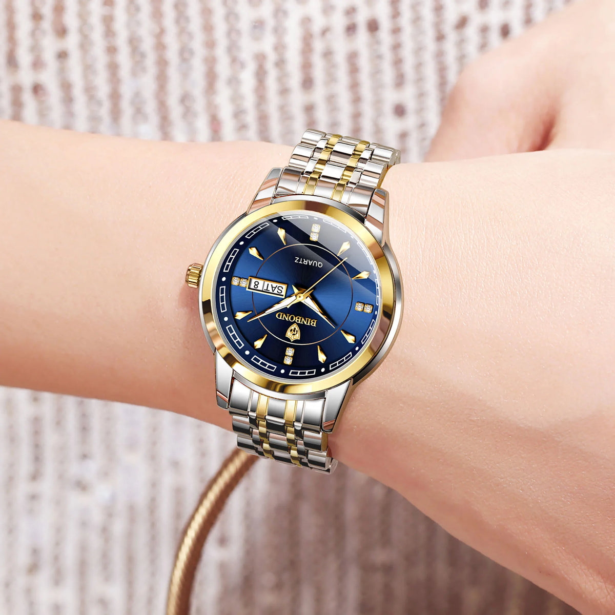Montres à quartz de luxe originales BINBOND pour femme – Modèle étanche et lumineux – Idée cadeau (coffret inclus)