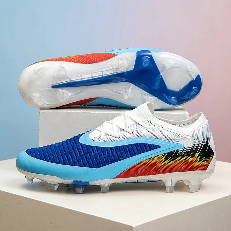 Football Shoes Men Quality Outdoor Training Soccer Boots Black White Long Spike Suitable for Teenager Boys Big Size