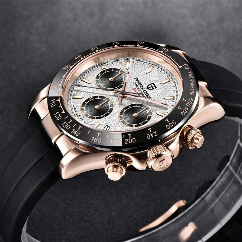 Novo Original PAGANI DESIGN PD-1664 Relógio de Pulso de Luxo para Homem, Movimento de Quartzo Japonês VK63, Safira, Cronógrafo Resistente à Água, Dourado