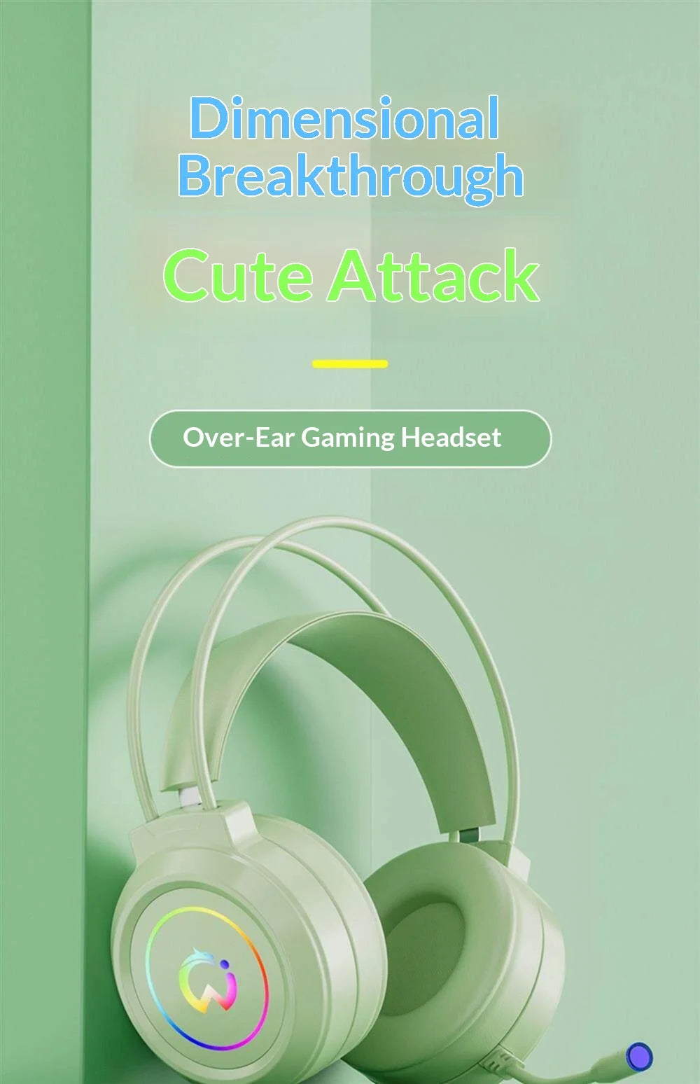 Casque de jeu filaire Paw Hunter T9 avec microphone et éclairage RGB, son surround virtuel 7.1, casque supra-auriculaire pour PC, ordinateur portable et jeux.